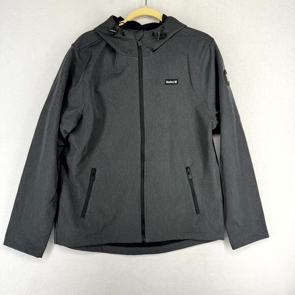 Hurley‎ Mens Fleece Lined Wind Resistent Heather Gray Jacket Size L NEW - Picture 1 of 13